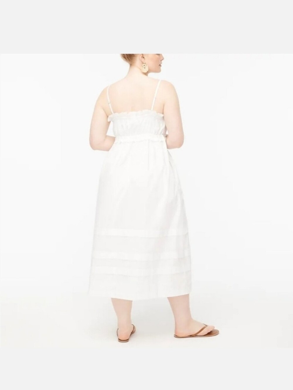 White Cotton Pleated Maxi Dress - Picture 5 of 5